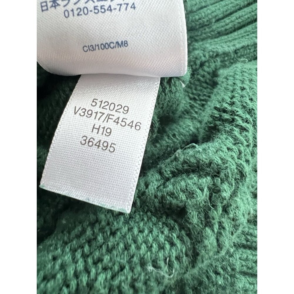 Lands End Sweater Crew Neck Pullover 100% Cotton Chunky Knit Dark Green L, 14-16 - Picture 9 of 9